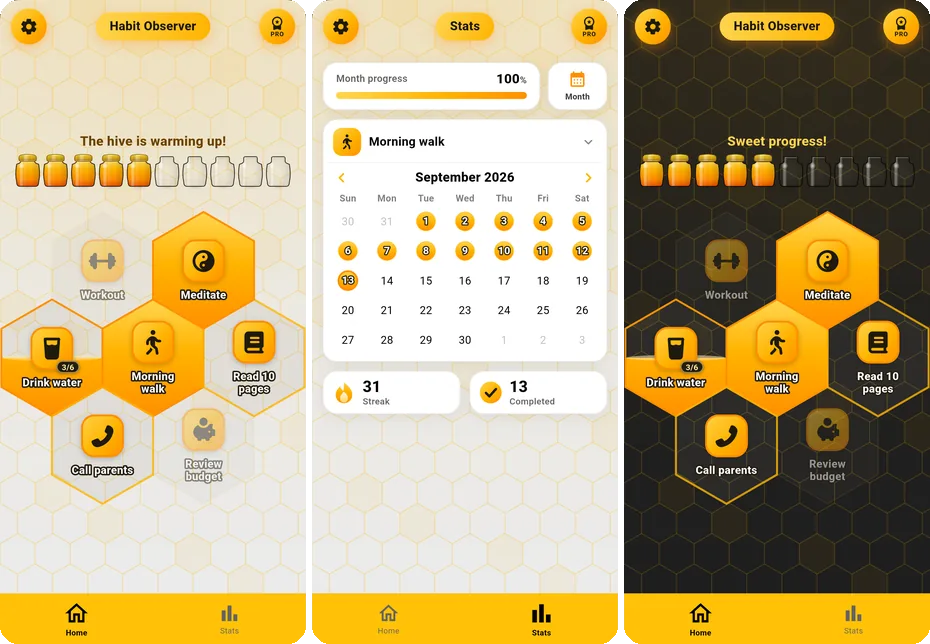 Habit Observer - Private, Offline Habit Tracker for iPhone and Android screenshot 1